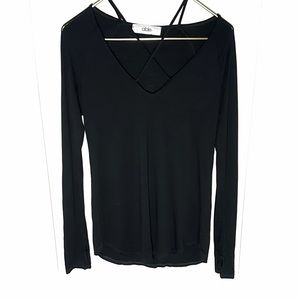 Vintage Able Black Criss Cross Long Sleeve Top